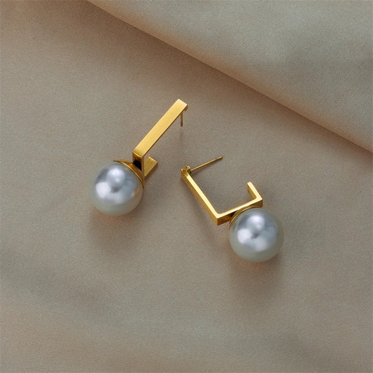 Rectangle Pearl Earrings